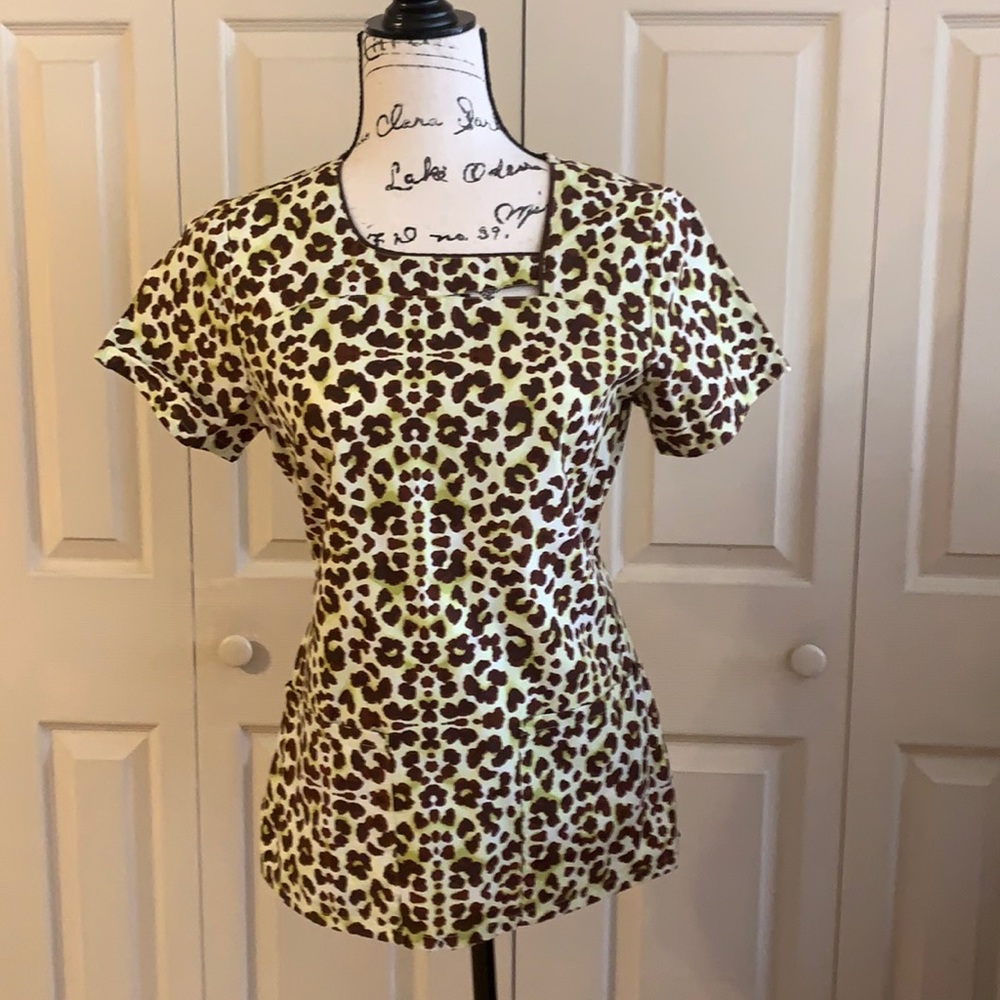 Cheetah Print Scrub Top
